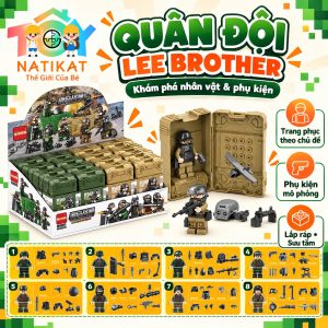 Chi tiết nhân vật và phụ kiện đồ chơi lắp ráp quân đội Lee Brother NATIKAT