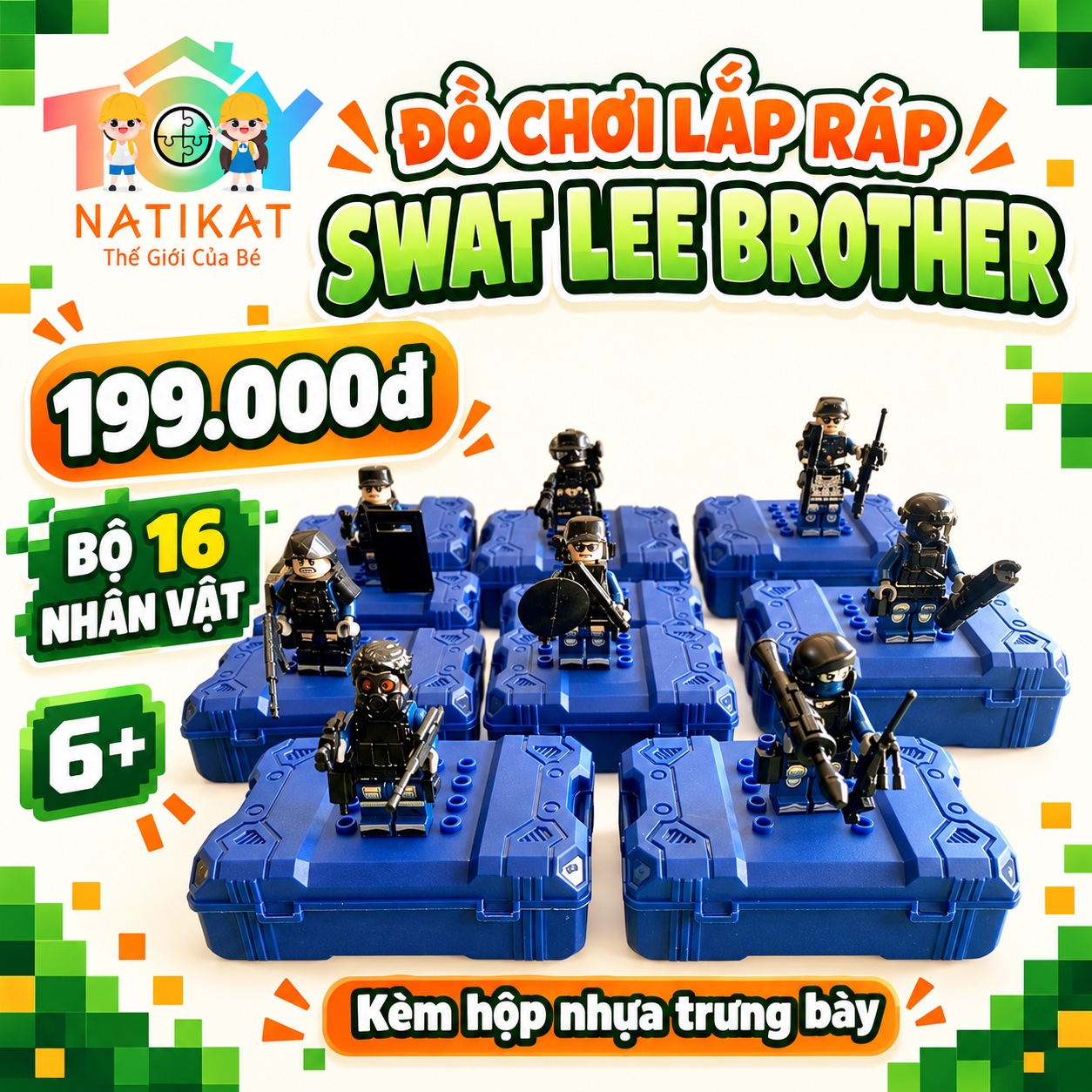Bộ đồ chơi lắp ráp SWAT Lee Brother 16 nhân vật NATIKAT giá 199.000đ