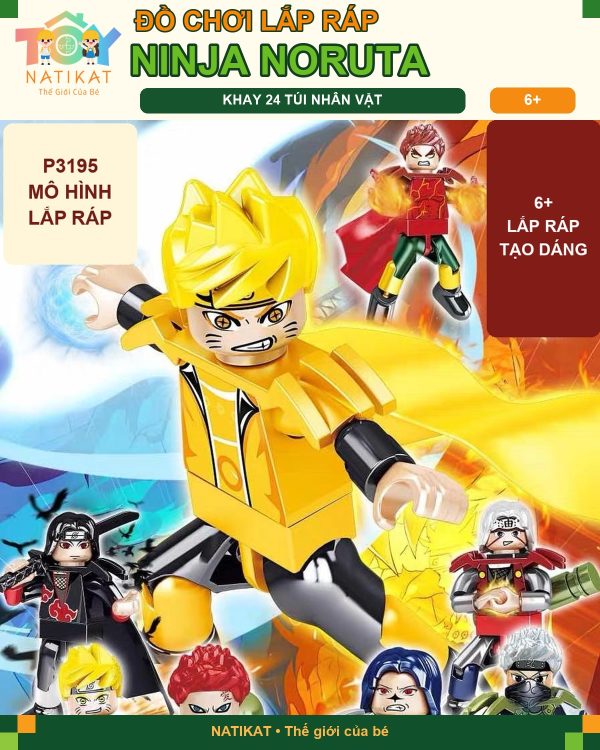Mô hình ninja P3195 với trang phục và phụ kiện nhiều màu sắc